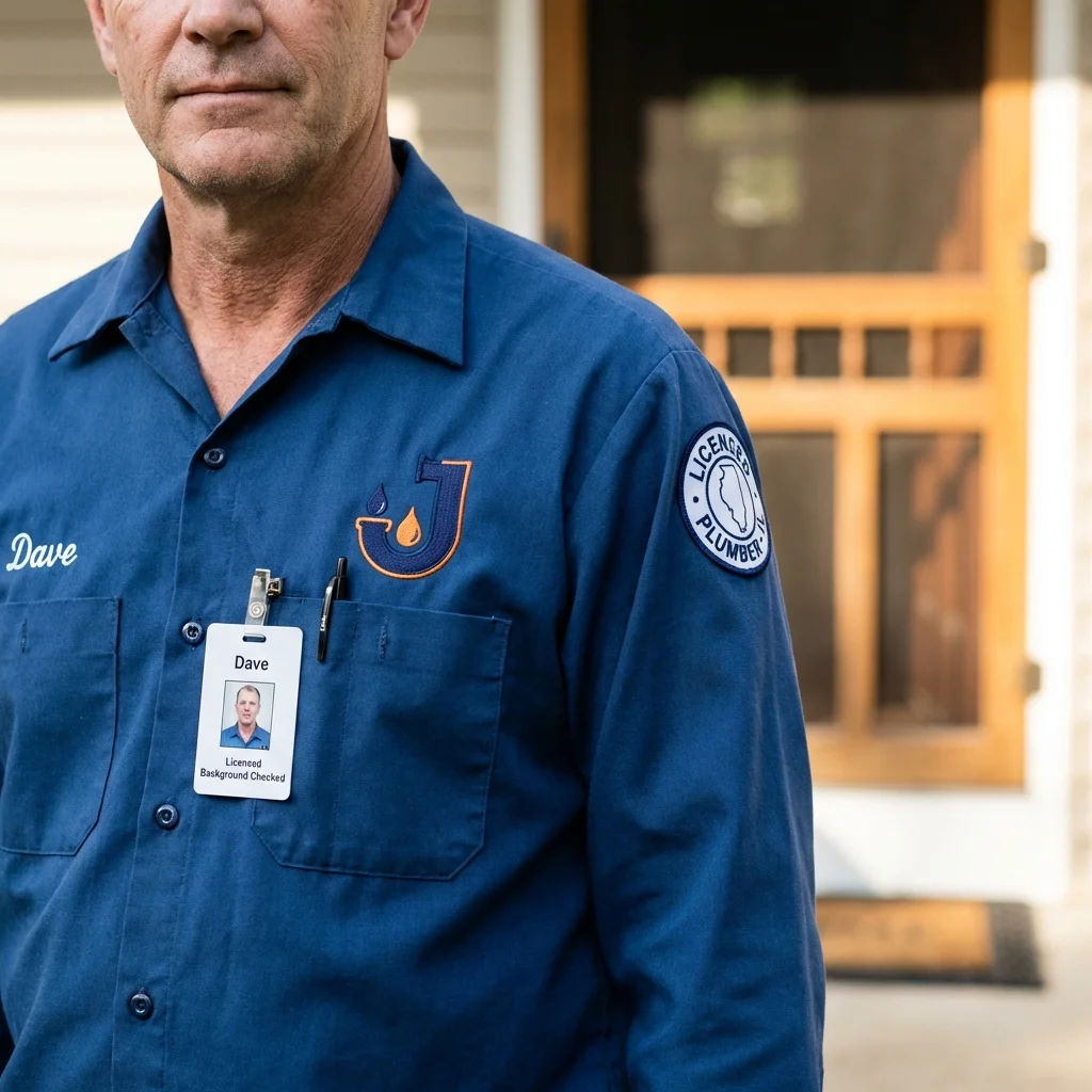 Licensed plumber showing ID badge in Hornell, NY