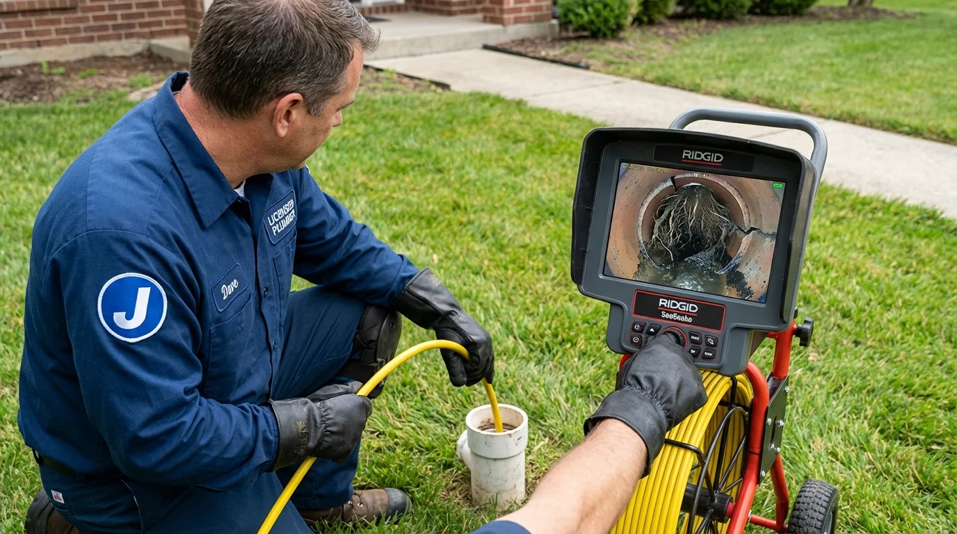 Sewer camera inspection being performed by Johns Plumbing LLC in Hornell